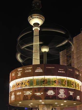 Weltzeituhr bei Nacht