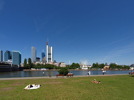 Foto Skyline von Frankfurt mit Sachsenhausener Ufer - Frankfurt am Main