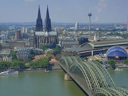 Hohenzollernbrücke und Kölner Dom aus der Ferne